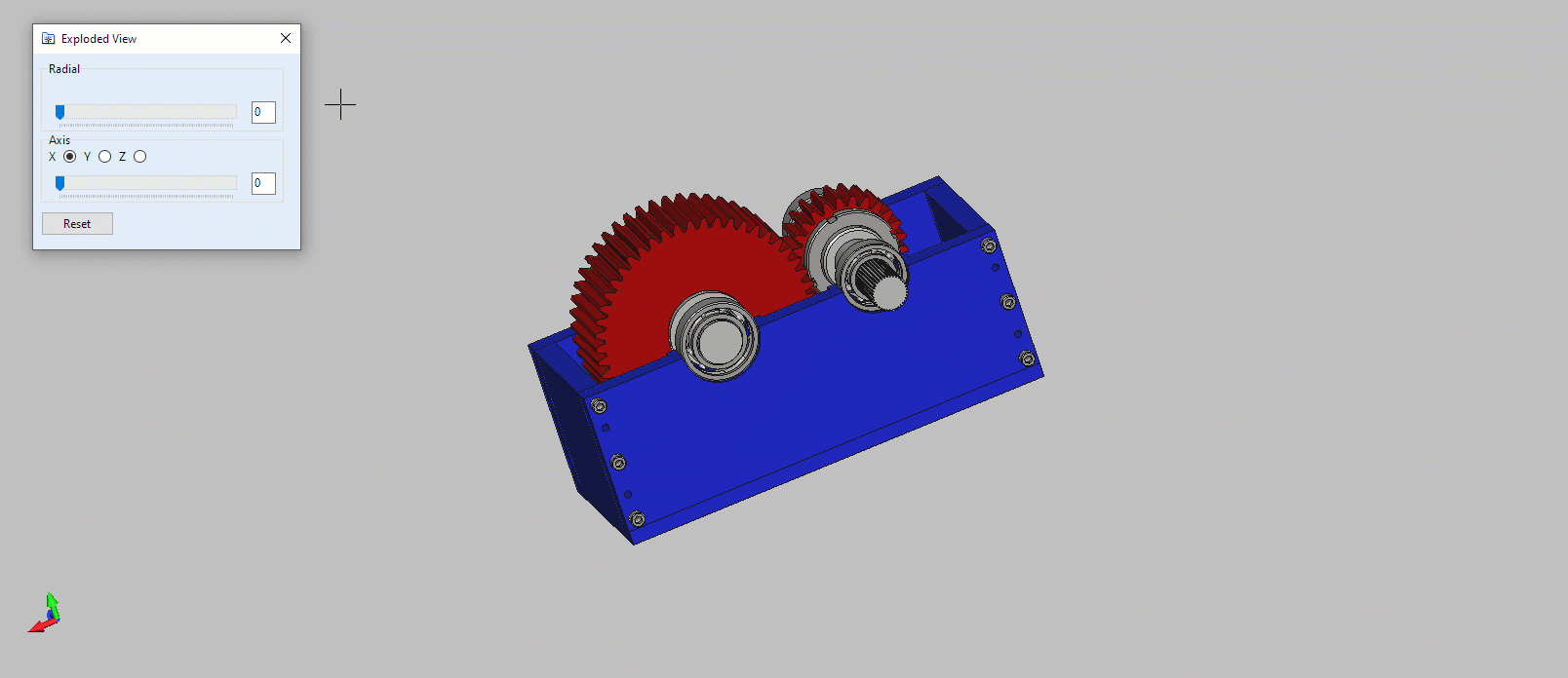 Explosionsansicht von 3D-Modell in CADEditorX
